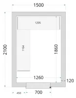 Chambre froide à monter isolation 120 mm sans groupe - 1500x2100x2200 mm - Tefcold - CR 150x210x220-P120