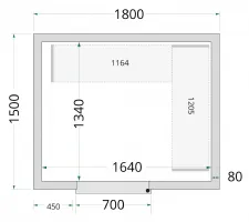 Chambre froide à monter isolation 80 mm sans groupe - 1800x1500x2200 mm - Tefcold - CR 180x150x220-P80