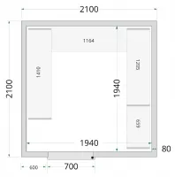 Chambre froide à monter isolation 80 mm sans groupe - 2100x2100x2200 mm - Tefcold - CR 210x210x220-P80 Chambre froide à monter isolation 80 mm sans groupe - 2100x2100x2200 mm - Tefcold - CR 210x210x220-P80