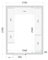 Chambre froide à monter isolation 80 mm sans groupe - 2100x2700x2200 mm - Tefcold - CR 210x270x220-P80 Chambre froide à monter isolation 80 mm sans groupe - 2100x2700x2200 mm - Tefcold - CR 210x270x220-P80