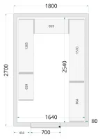 Chambre froide à monter isolation 80 mm sans groupe - 1800x2700x2200 mm - Tefcold - CR 180x270x220-P80