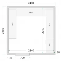 Chambre froide à monter isolation 80 mm sans groupe - 2400x2400x2200 mm - Tefcold - CR 240x240x220-P80 Chambre froide à monter isolation 80 mm sans groupe - 2400x2400x2200 mm - Tefcold - CR 240x240x220-P80