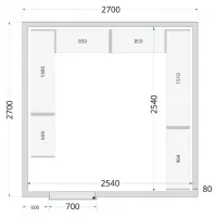 Chambre froide à monter isolation 80 mm sans groupe - 2700x2700x2200 mm - Tefcold - CR 270x270x220-P80 Chambre froide à monter isolation 80 mm sans groupe - 2700x2700x2200 mm - Tefcold - CR 270x270x220-P80