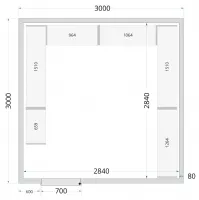 Chambre froide à monter isolation 80 mm sans groupe - 3000x3000x2200 mm - Tefcold - CR 300x300x220-P80 Chambre froide à monter isolation 80 mm sans groupe - 3000x3000x2200 mm - Tefcold - CR 300x300x220-P80