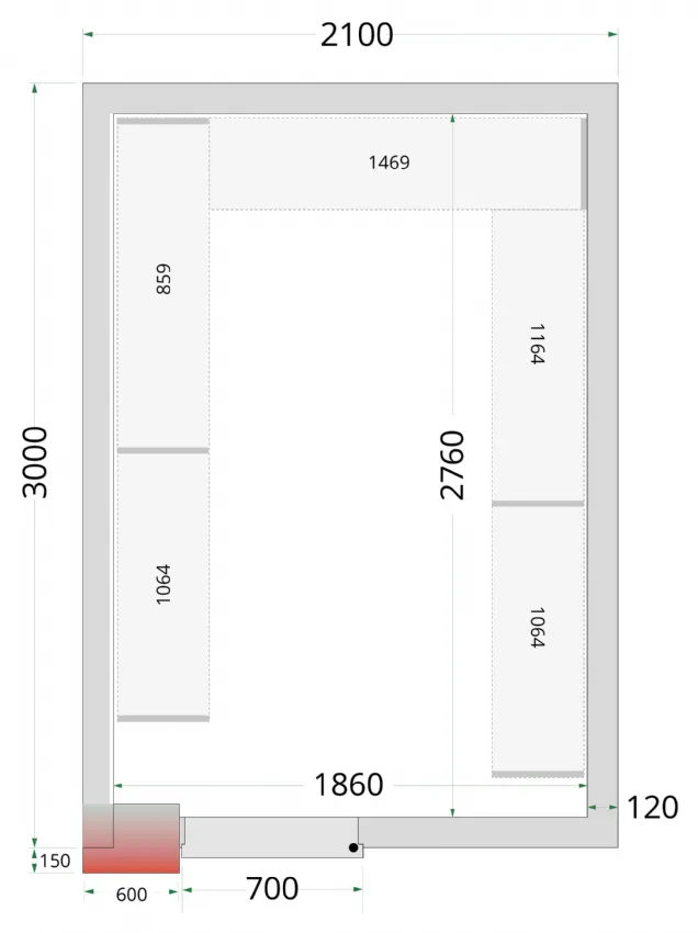 Étagère inox en u de rayonnage pour chambre froide crnf2130 - Tefcold - CRNF2130 SHELF