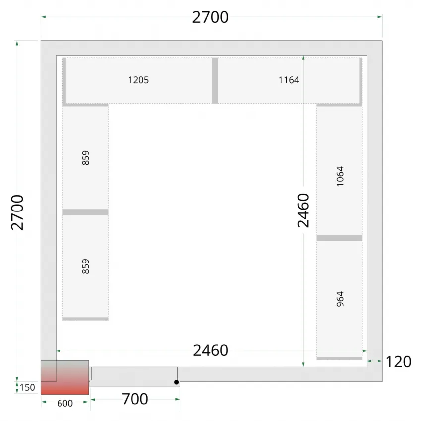 Étagère inox en u de rayonnage pour chambre froide crnf2727 - Tefcold - CRNF2727 SHELF