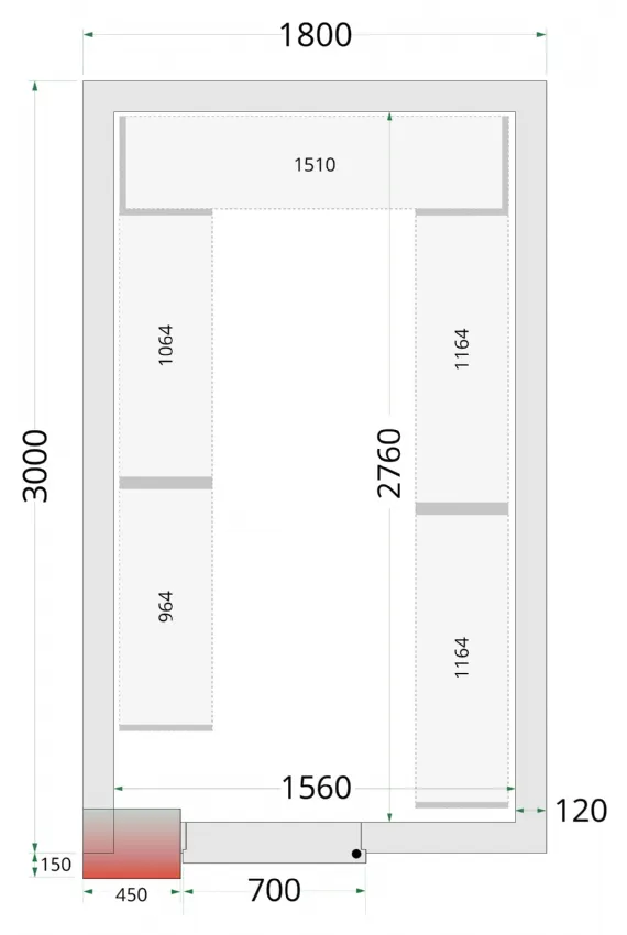 Étagère inox en u de rayonnage pour chambre froide crnf1830 - Tefcold - CRNF1830 SHELF