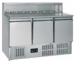 Comptoir à pizza professionnel dessus granite 3 portes pleines positif - gp93 - tefcold - Tefcold - GP93