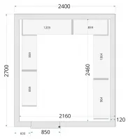 Panneaux de chambre froide 120 mm avec porte 850mm et sol en inox 10.41 m³ - 2400x2700x2200 mm - Tefcold - CR 240x270x220 WD-P120 Panneaux de chambre froide 120 mm avec porte 850mm et sol en inox 10.41 m³ - 2400x2700x2200 mm - Tefcold - CR 240x270x220 WD-P120