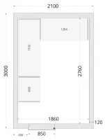Panneaux de chambre froide 120 mm avec sol en inox et porte 850mm volume 10.06 m³ - 2100x3000x2200 - Tefcold - CR 210x300x220 WD-P120 Panneaux de chambre froide 120 mm avec sol en inox et porte 850mm volume 10.06 m³ - 2100x3000x2200 - Tefcold - CR 210x300x220 WD-P120
