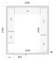 Panneaux de chambre froide 80 mm avec porte 850mm et sol en inox 11.6 m³ - 2400x2700x2200 mm - Tefcold - CR 240x270x220 WD-P80 Panneaux de chambre froide 80 mm avec porte 850mm et sol en inox 11.6 m³ - 2400x2700x2200 mm - Tefcold - CR 240x270x220 WD-P80