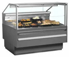 Photo 2 - Vitrine de service ventilée professionnelle grise positive avec réserve 825 mm - socb12582a - tefcold - Tefcold - SOCB12582A