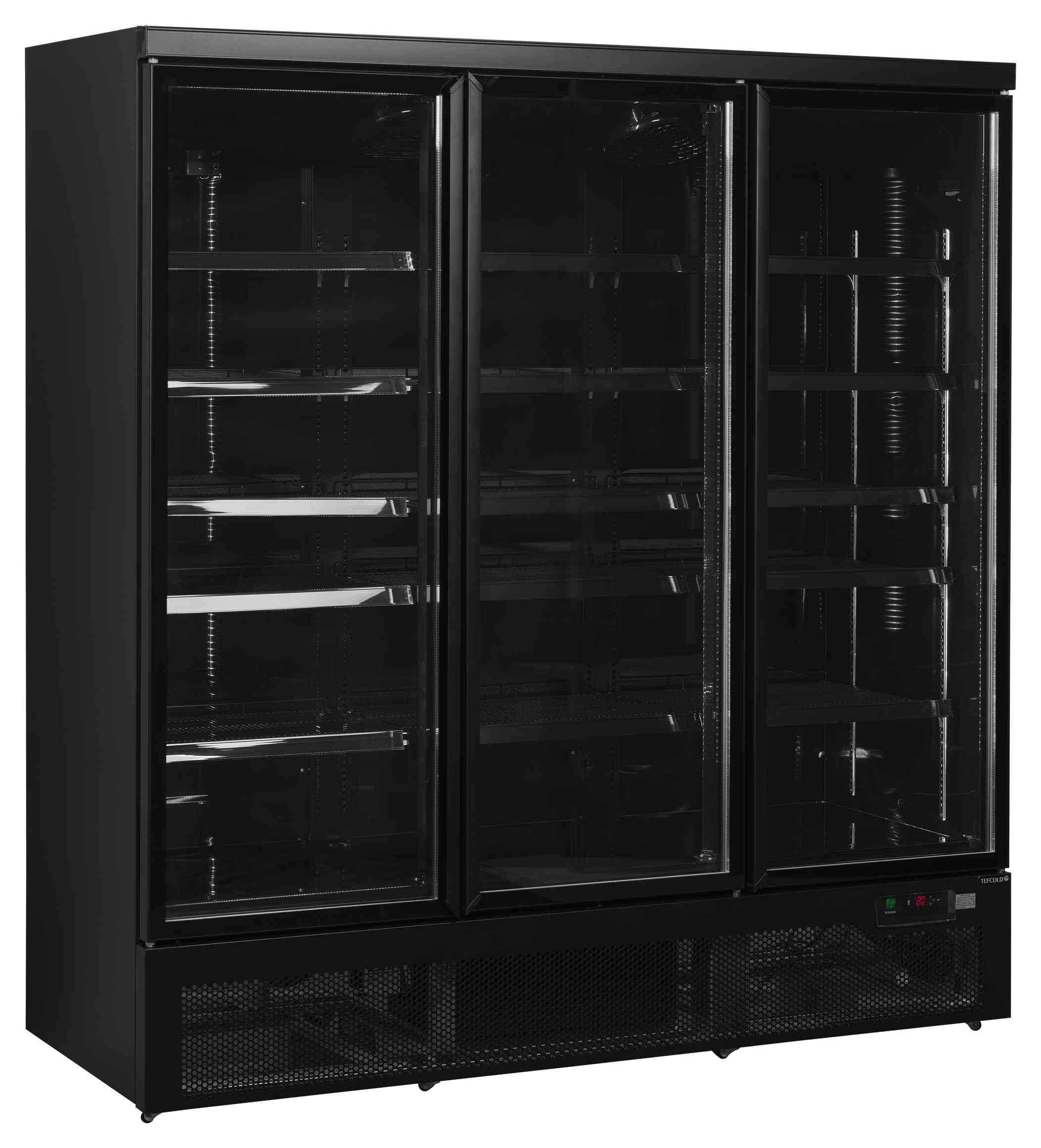 Vitrine réfrigérée professionnelle noire 3 portes vitrées positive - Atom Maxi C3DBB - Tefcold