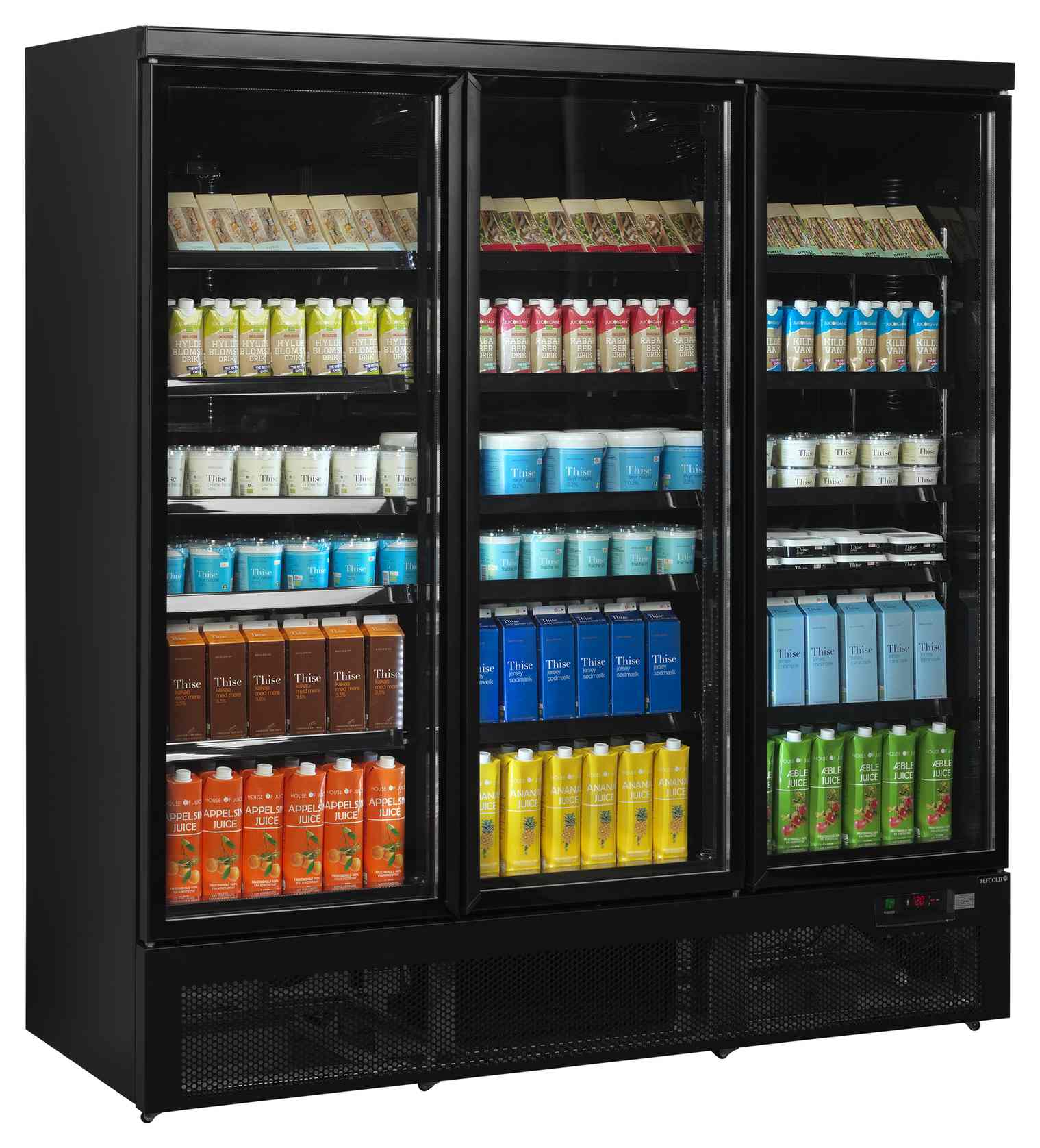 Vitrine réfrigérée professionnelle noire 3 portes vitrées positive - Atom Maxi C3DBB - Tefcold en cuisine professionnelle