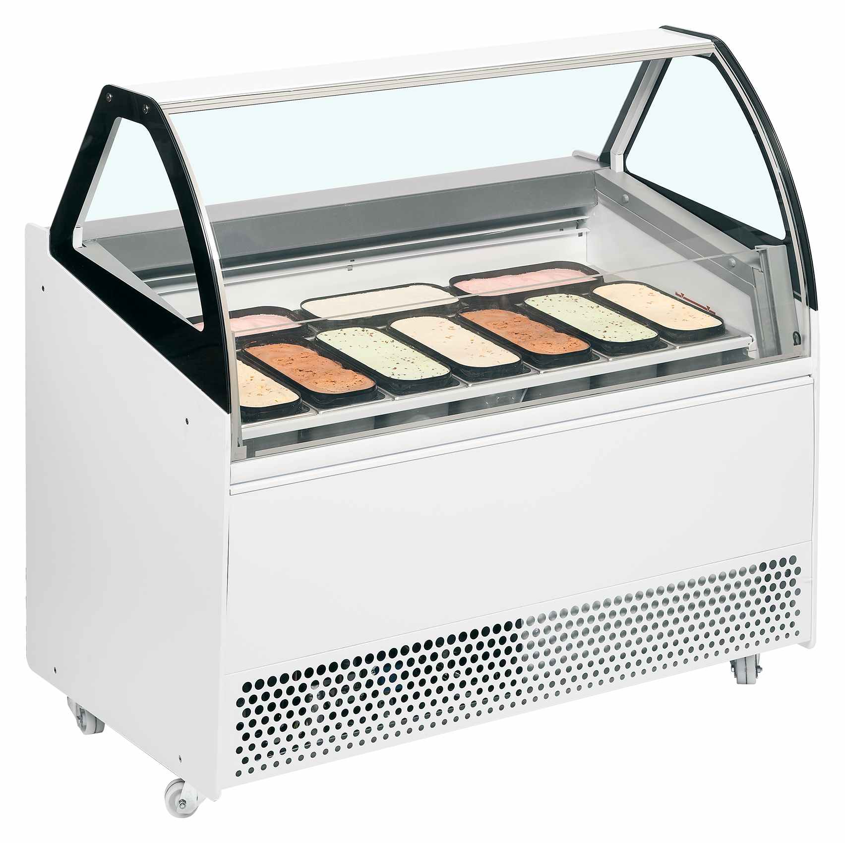 Vitrine ventilée professionnelle pour 10 bacs de glace -20 à -14 °C, 1660 mm - BERMUDA VIEW RV10 - Tefcold en cuisine professionnelle