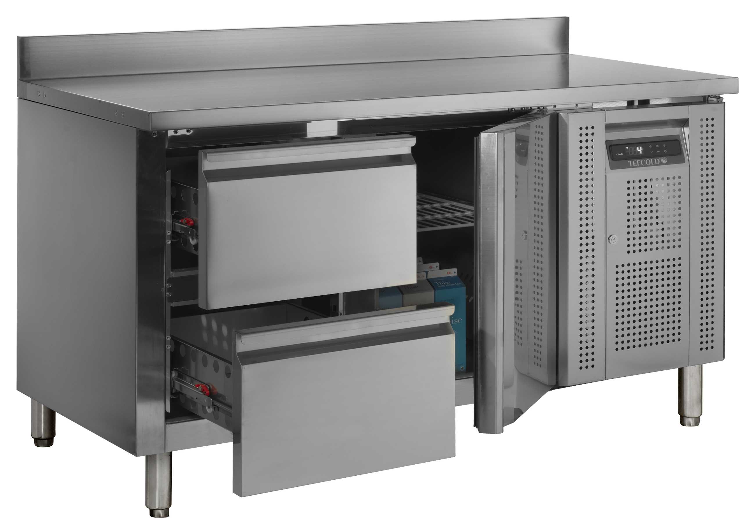 Comptoir réfrigéré professionnel 1 porte positif GN1/1 et dosseret 272 l - CK7220 - Tefcold en cuisine professionnelle