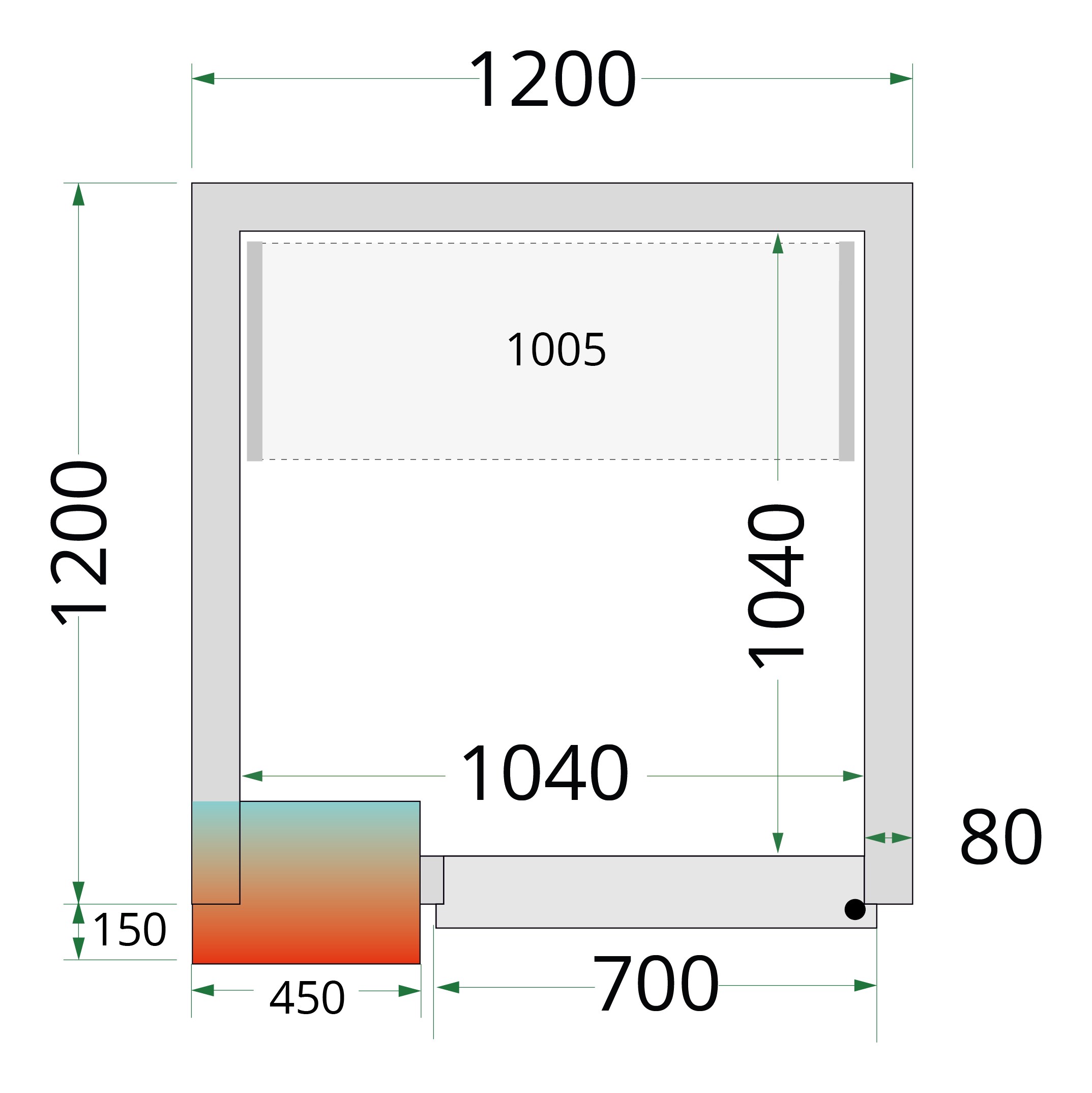 Panneau de chambre froide avec isolation 80 mm et densité 42 kg/m³ - CR 120x120x212 NF - Tefcold