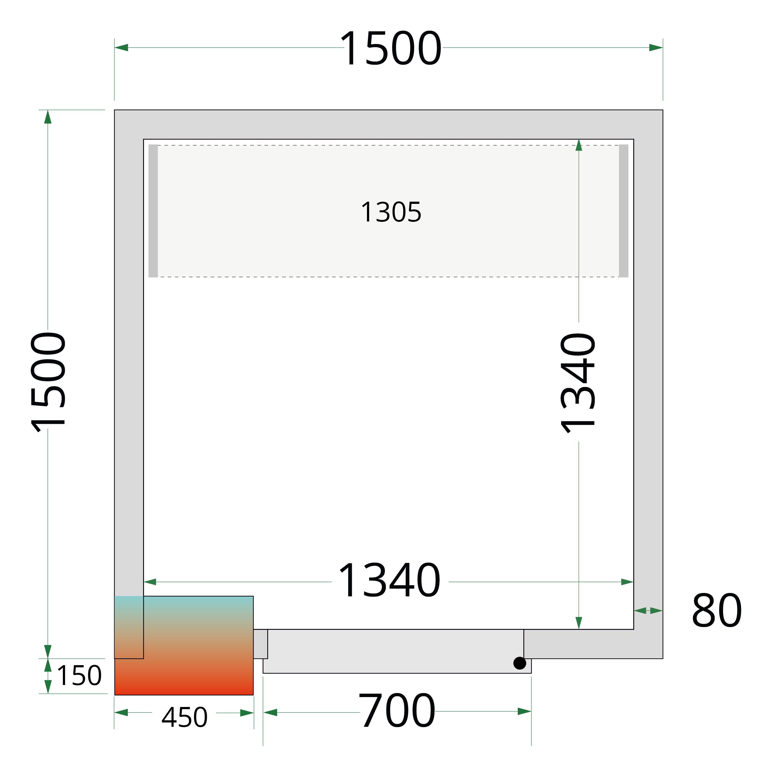 Panneau de chambre froide avec isolation 80 mm et densité 42 kg/m³ - CR 150x150x212 NF - Tefcold