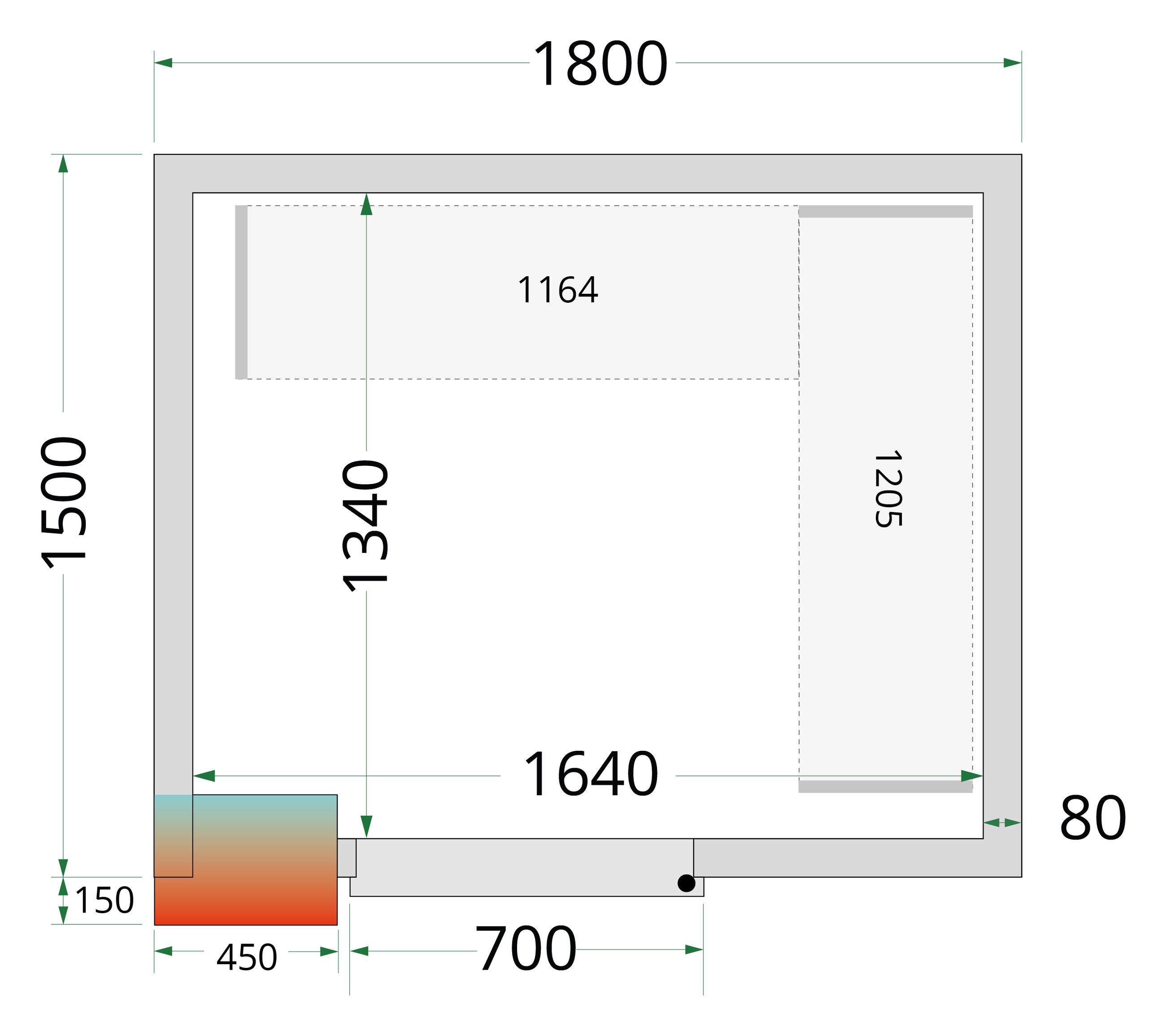 Panneau de chambre froide 80 mm d'isolation 42 kg/m³ - CR 180x150x212 NF - Tefcold