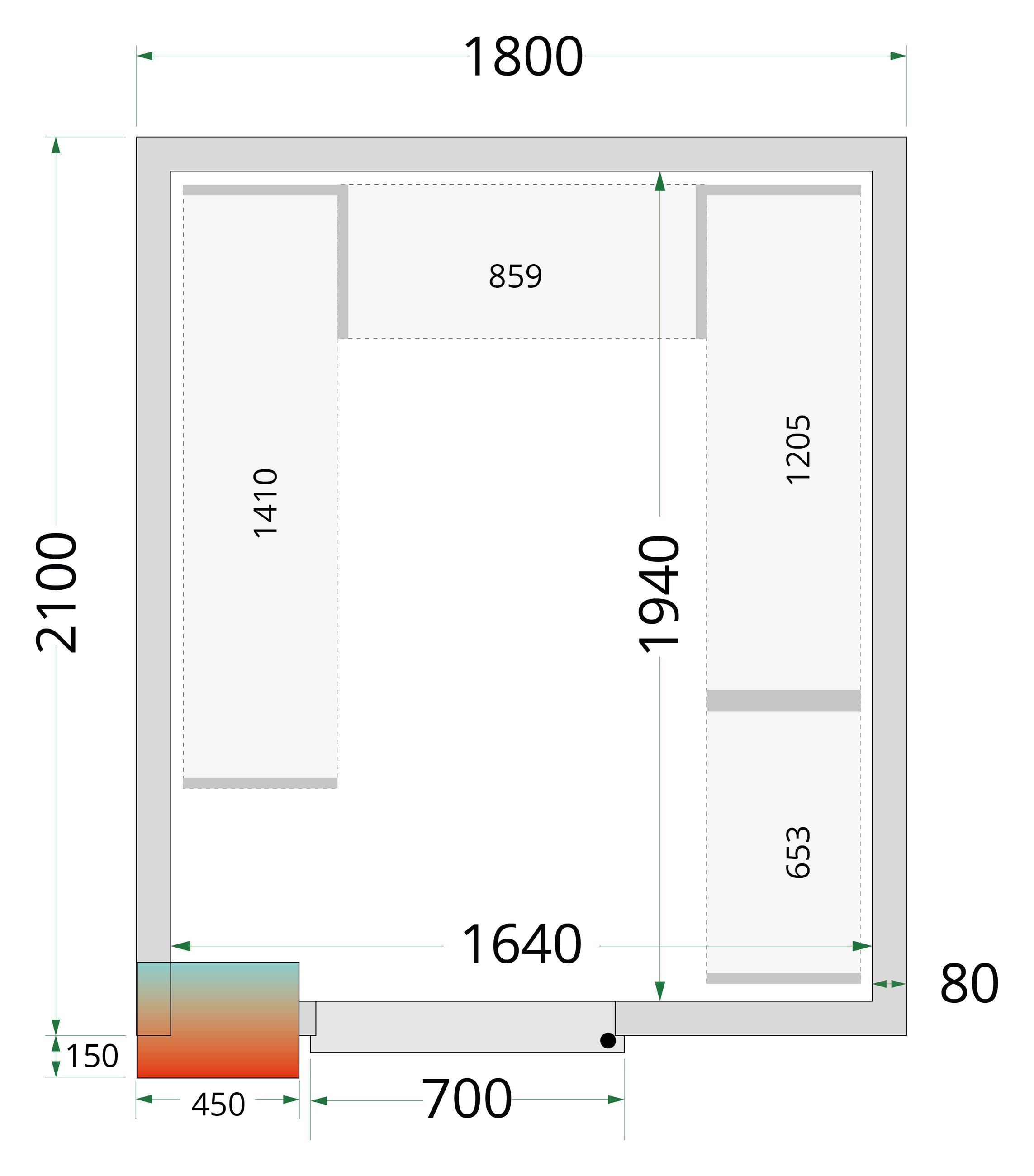 Panneau de chambre froide avec isolation 80 mm et densité 42 kg/m³ - CR 180x210x212 NF - Tefcold