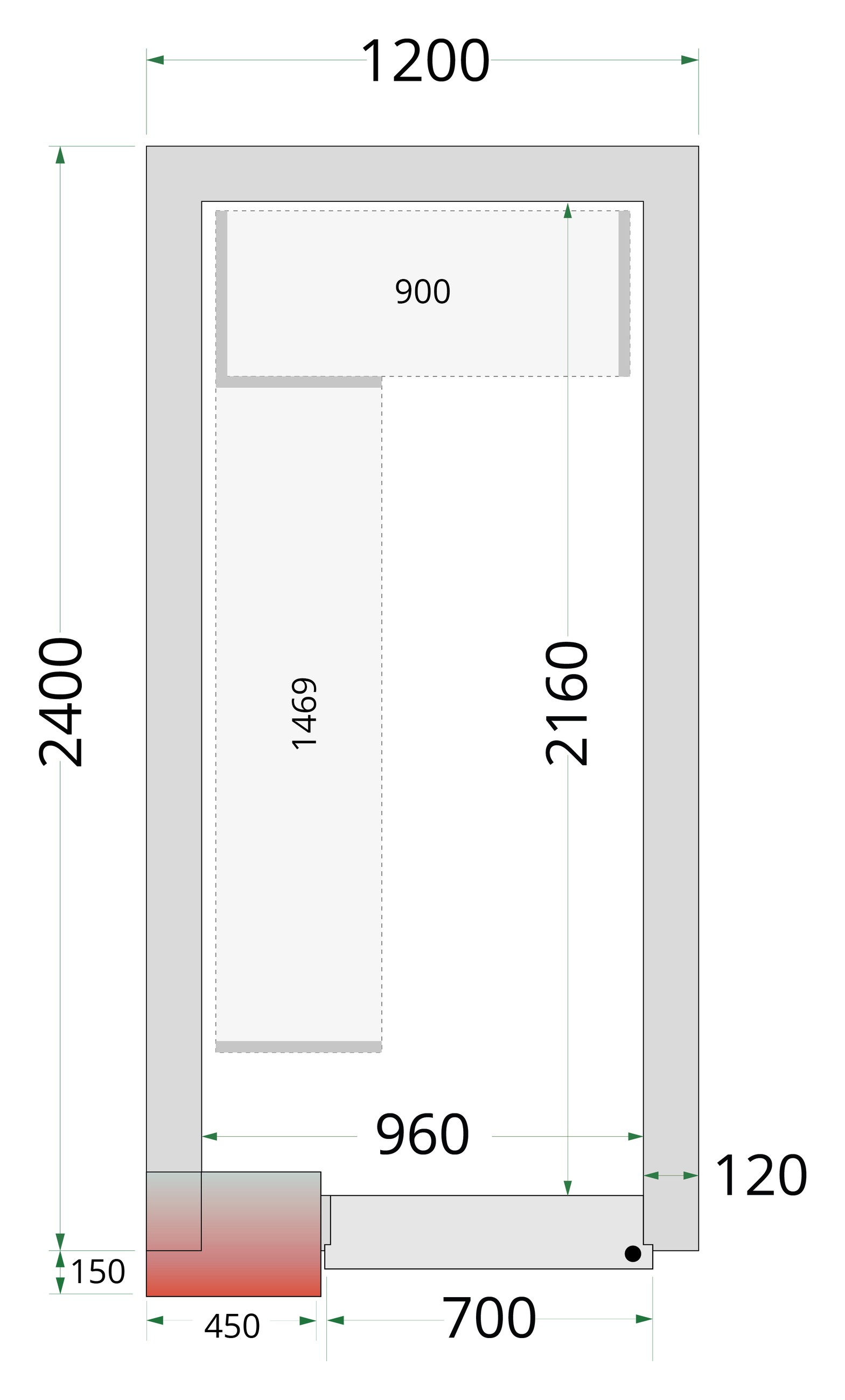 Chambre froide négative isolation 42 kg/m³ - CRNF1224 - Tefcold