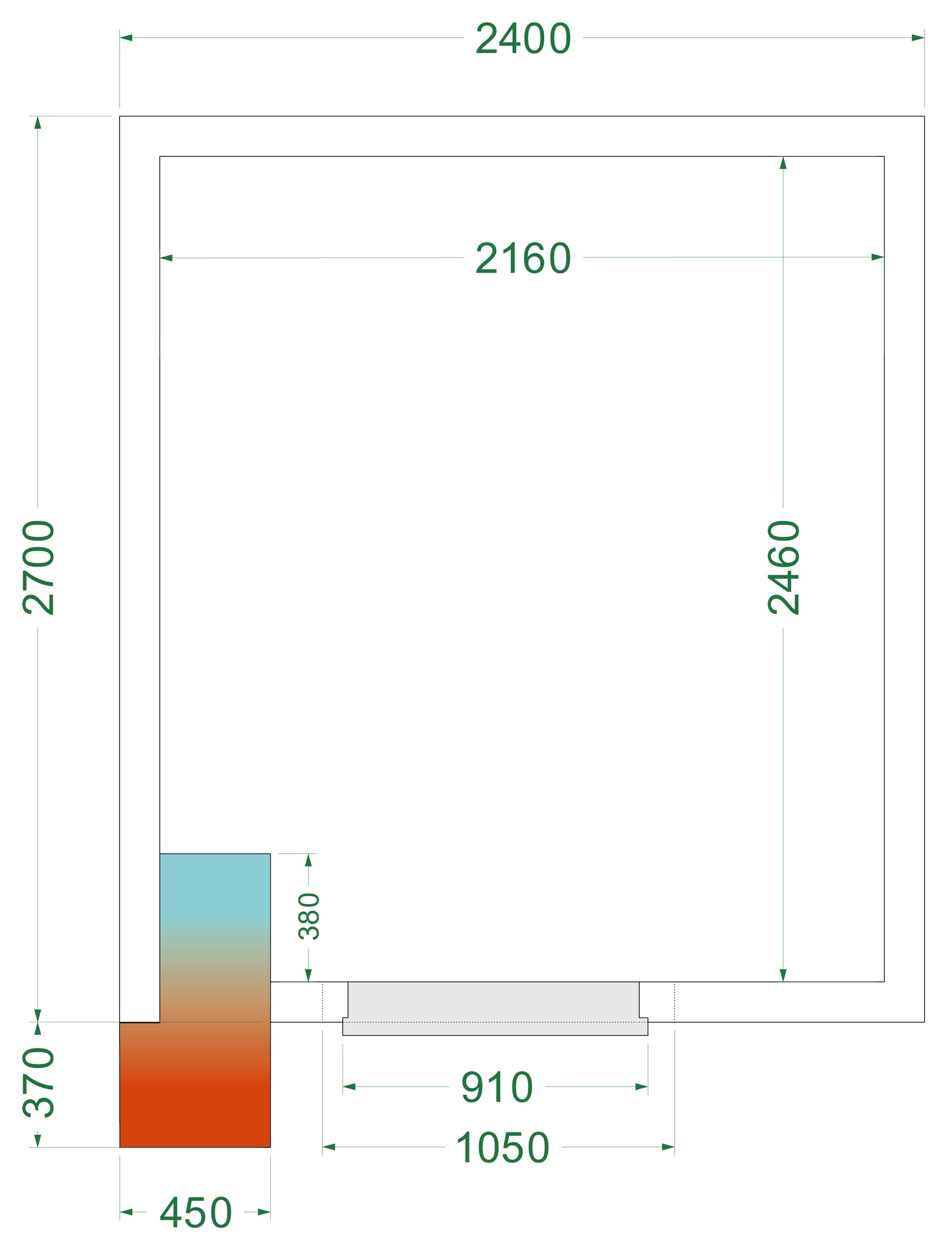 Chambre froide négative avec isolation 42 kg/m³ et porte de 850 mm - CRNF2427WD - Tefcold