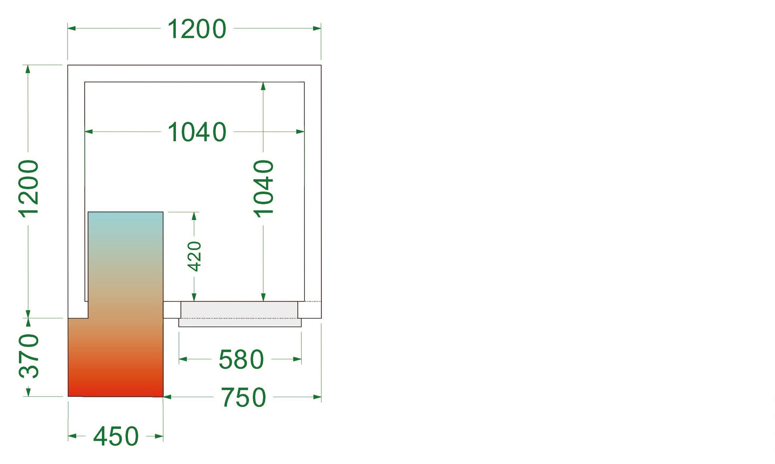 Chambre froide positive isolation 42 kg/m³ - CRPF1212 - Tefcold