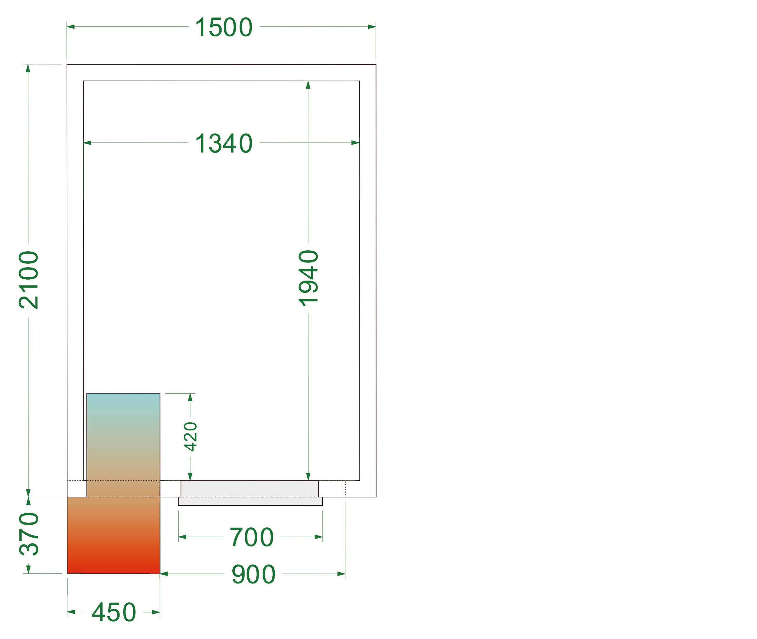 Chambre froide positive isolation 42 kg/m³ 700x1845 mm - CRPF1521 - Tefcold