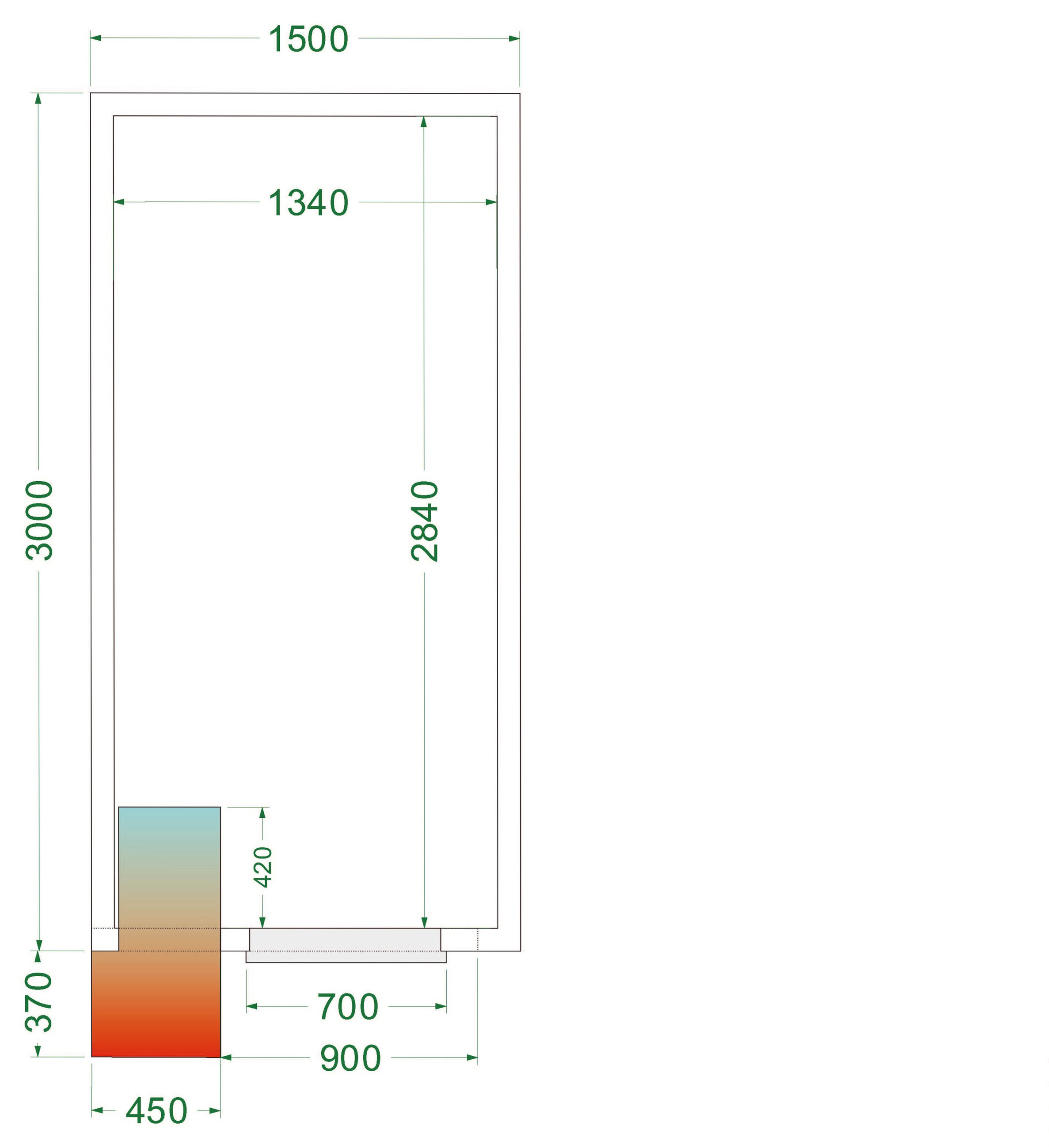 Chambre froide positive isolation 42 kg/m³ - CRPF1530 - Tefcold