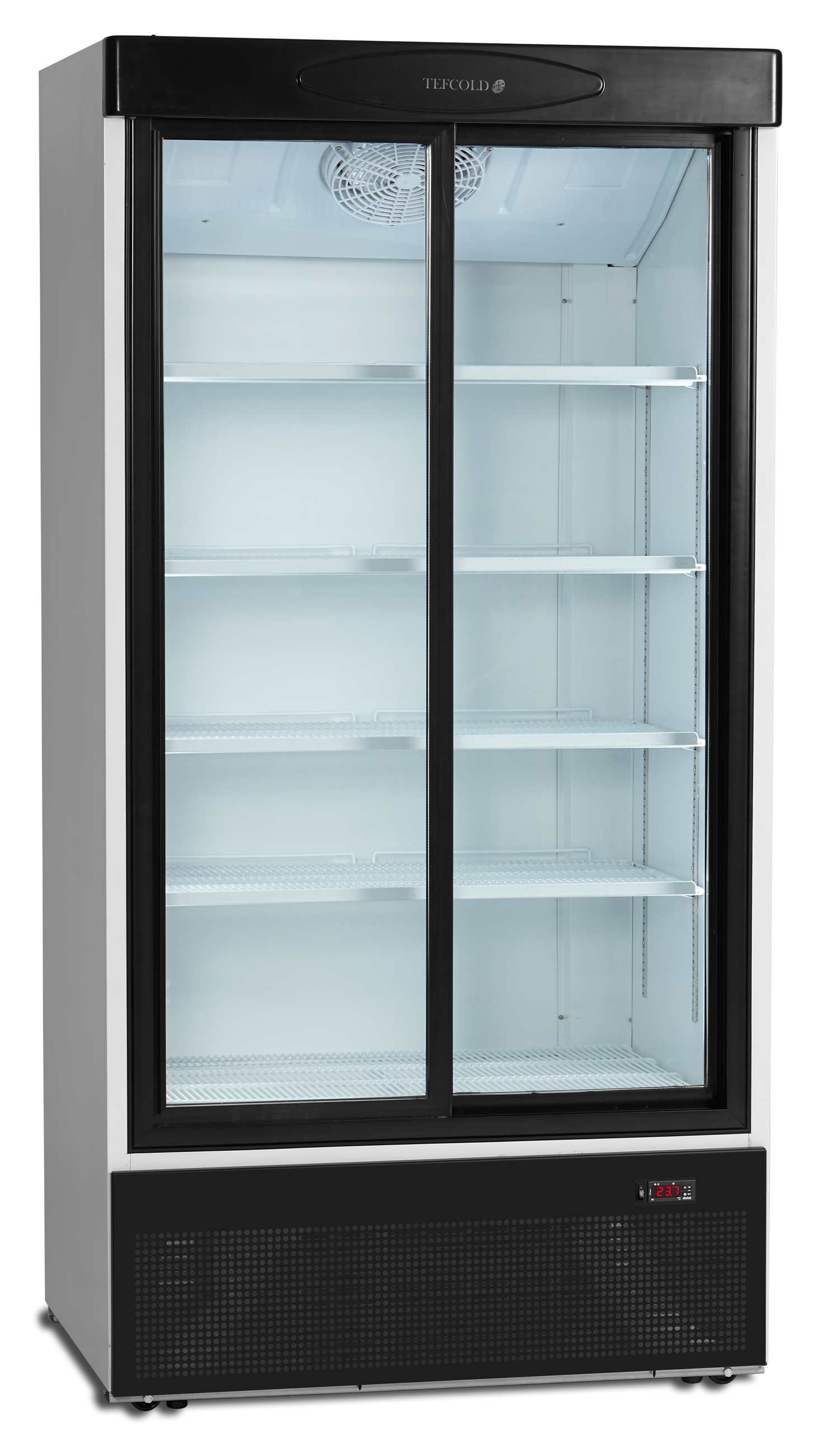 Vitrine réfrigérée professionnelle 2 portes vitrées coulissantes Blanche positive 540 L - FS1002S - Tefcold