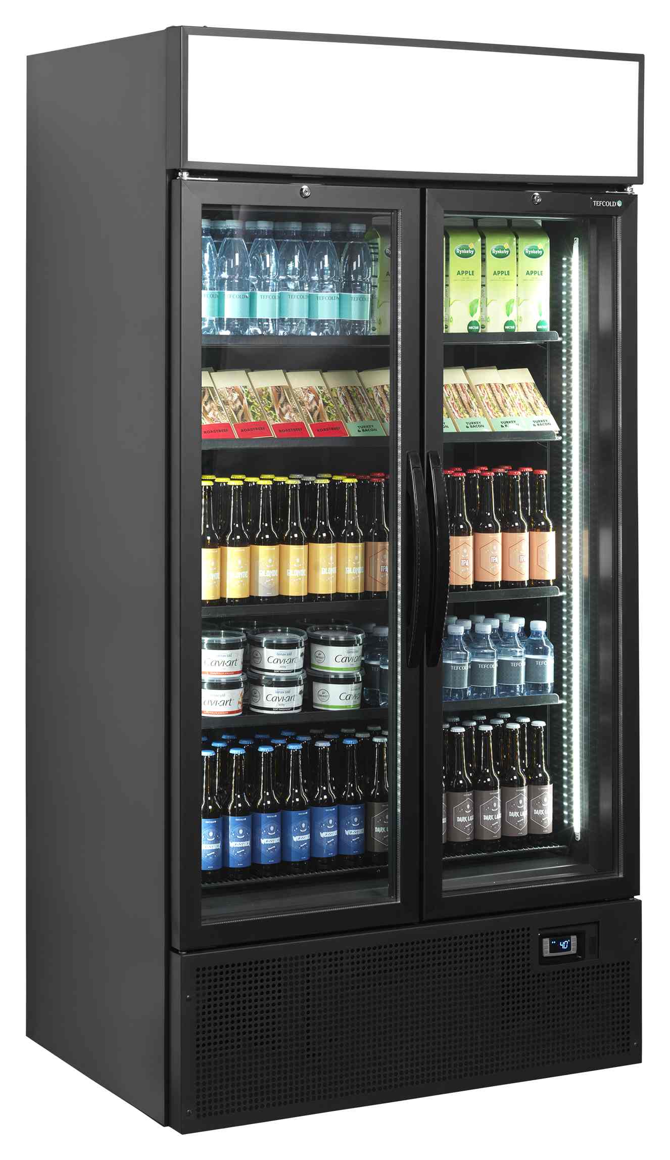 Vitrine réfrigérée 2 portes vitrées noire positive 524 l - FSC1000H BLACK - Tefcold en cuisine professionnelle