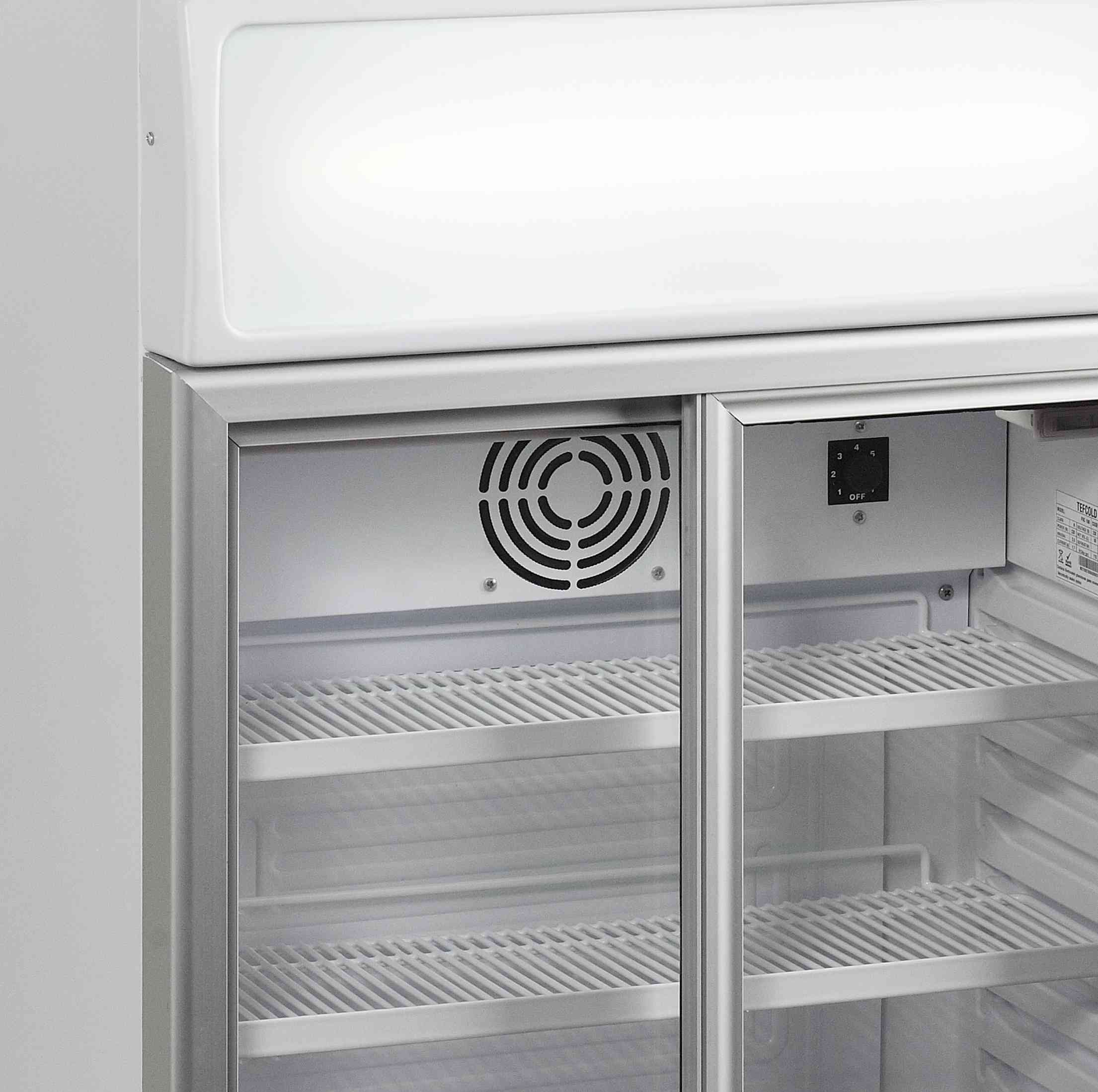 Meuble réfrigéré professionnel Blanc 2 portes vitrées coulissantes positif 60 l - FSC100 - Tefcold en cuisine professionnelle