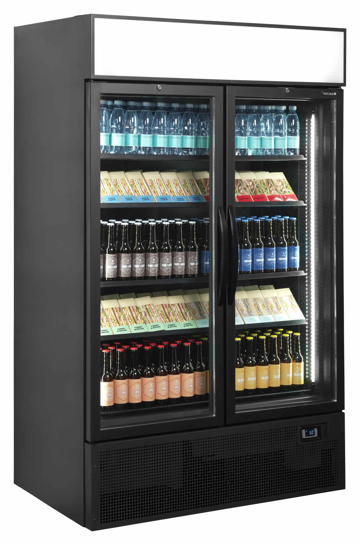 Vitrine réfrigérée professionnelle 2 portes vitrées noire positive - FSC1200H BLACK - Tefcold en cuisine professionnelle