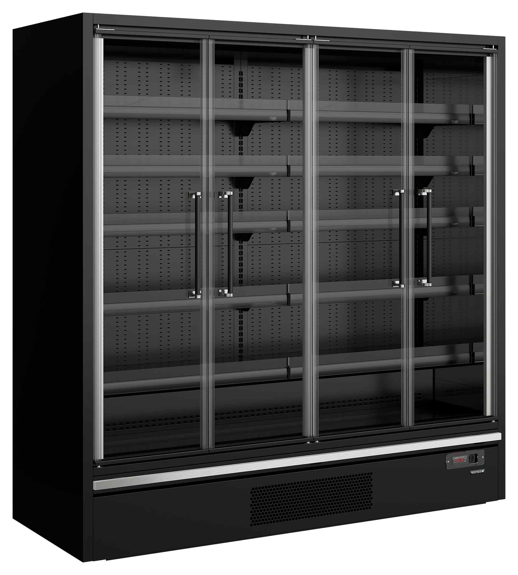 Vitrine réfrigérée professionnelle noire 4 portes vitrées positive - Galaxy+ GP20FGD Maxi Black - Tefcold