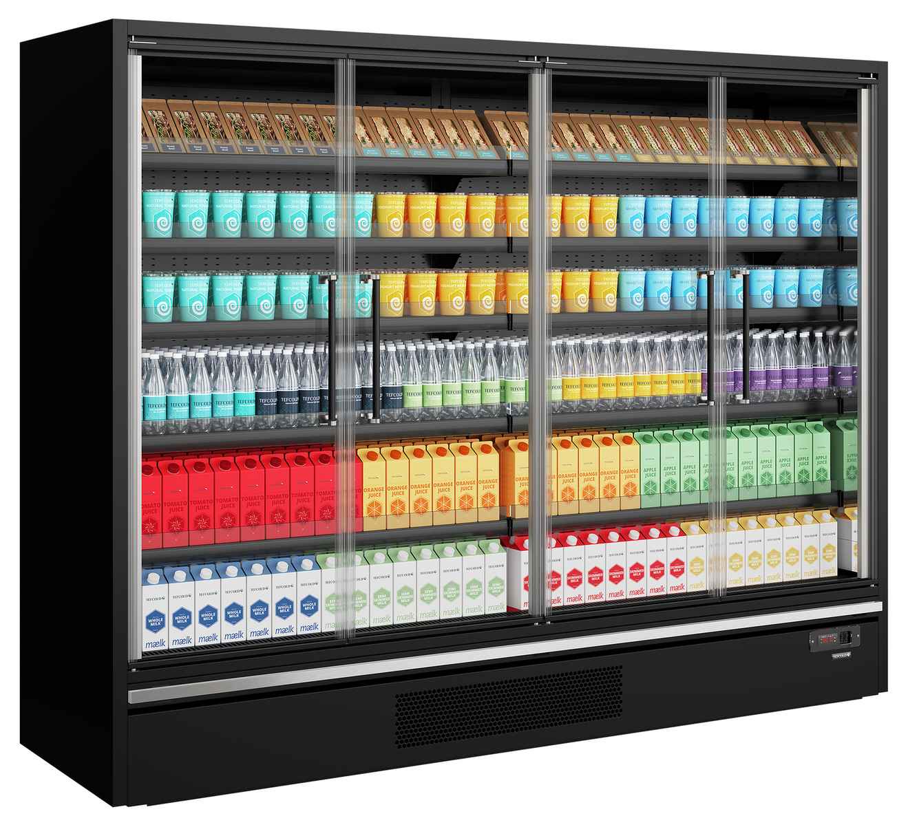 Vitrine réfrigérée professionnelle noire 4 portes vitrées positive - Galaxy+ GP26FGD Maxi Black - Tefcold en cuisine professionnelle