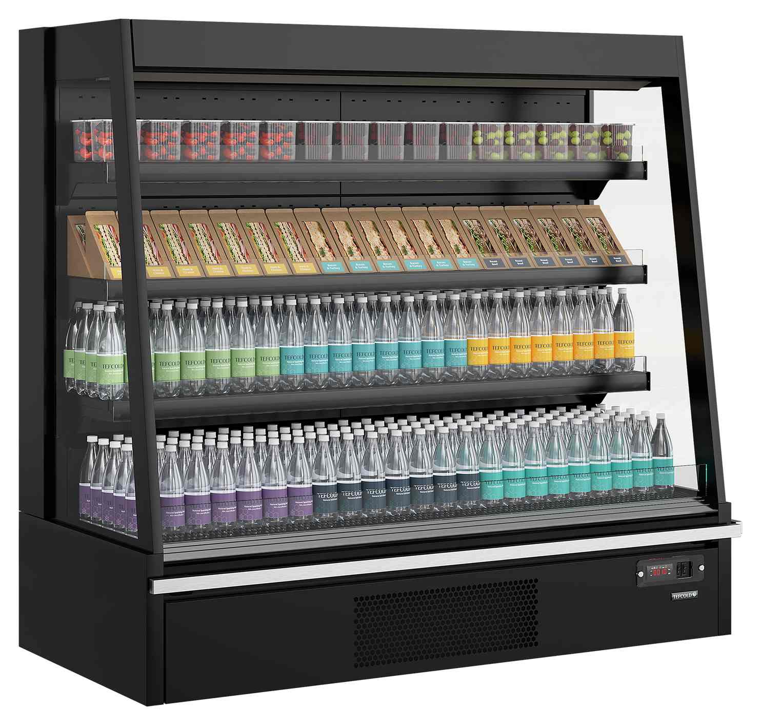 Vitrine réfrigérée basse tête de gondole noire positive 360 litres à rideau - Galaxy+ GPL14 Black HC - Tefcold en cuisine professionnelle