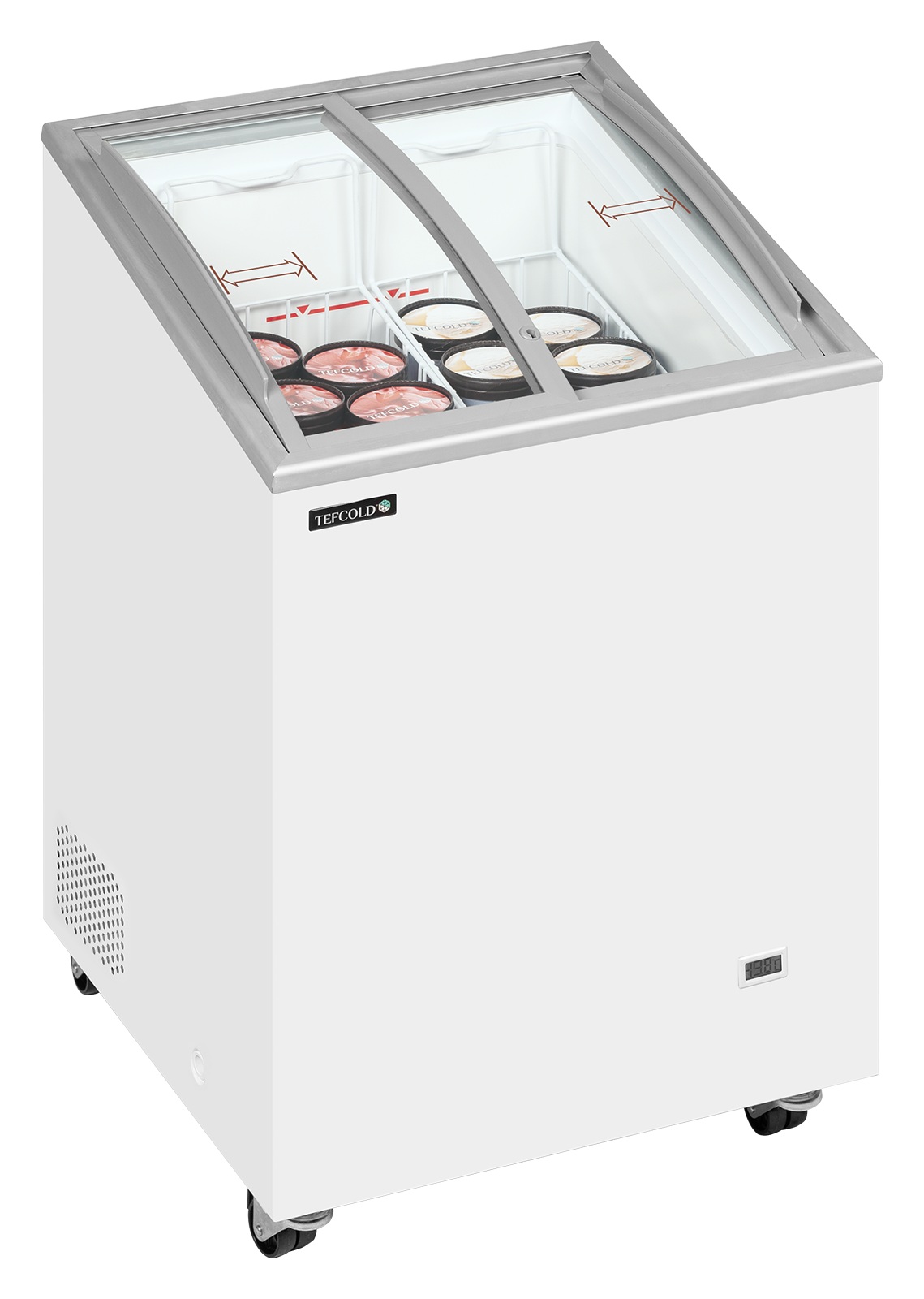 Congélateur coffre professionnel couvercles coulissants vitrés bombés 85 litres négatif 2 paniers - IC102SCEB - Tefcold en cuisine professionnelle