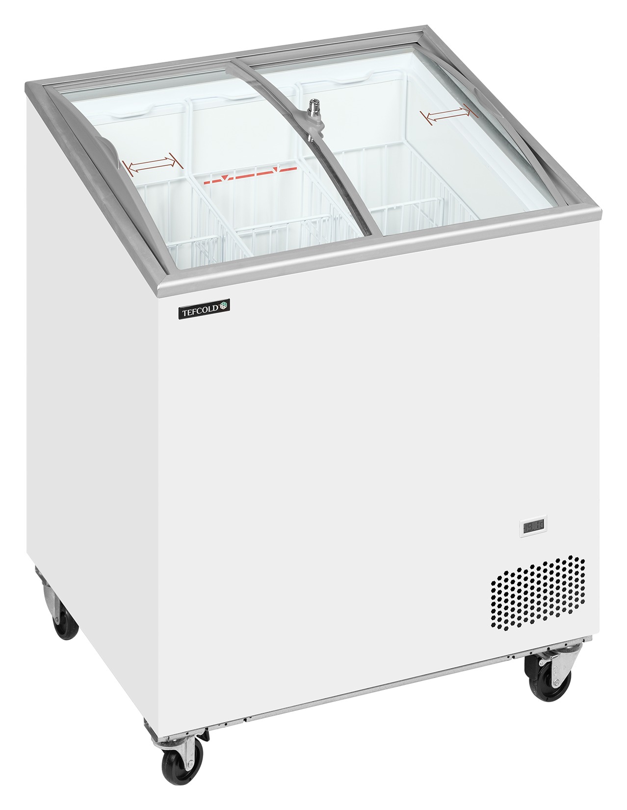 Congélateur coffre professionnel couvercles coulissants vitrés bombés 157 litres négatif 2 paniers - IC202SCEB - Tefcold