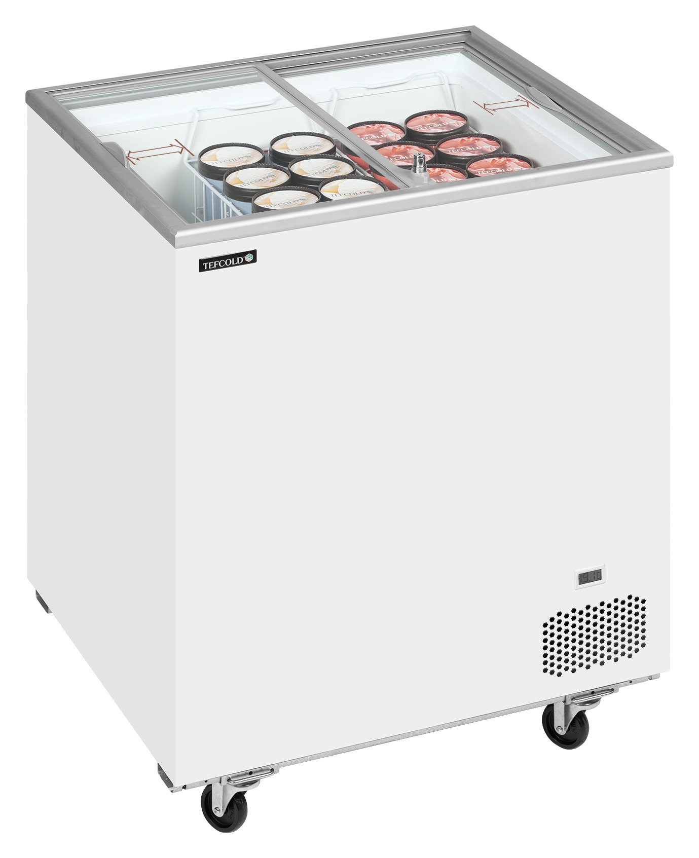 Congélateur coffre professionnel couvercles coulissants vitrés plats 155 litres négatif - IC202SC - Tefcold en cuisine professionnelle
