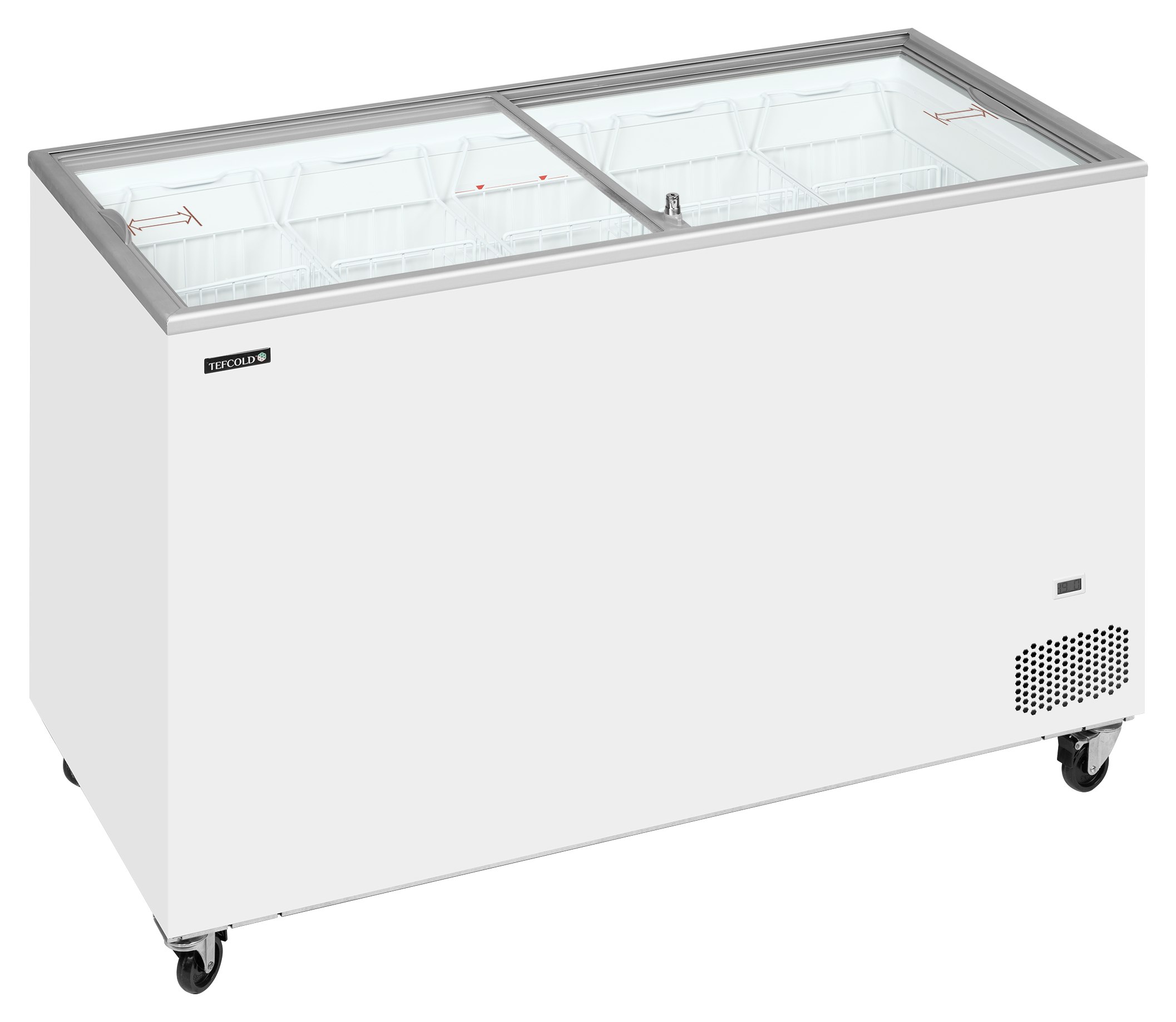 Congélateur coffre professionnel couvercles coulissants vitrés plats 350 litres négatif - IC402SC - Tefcold