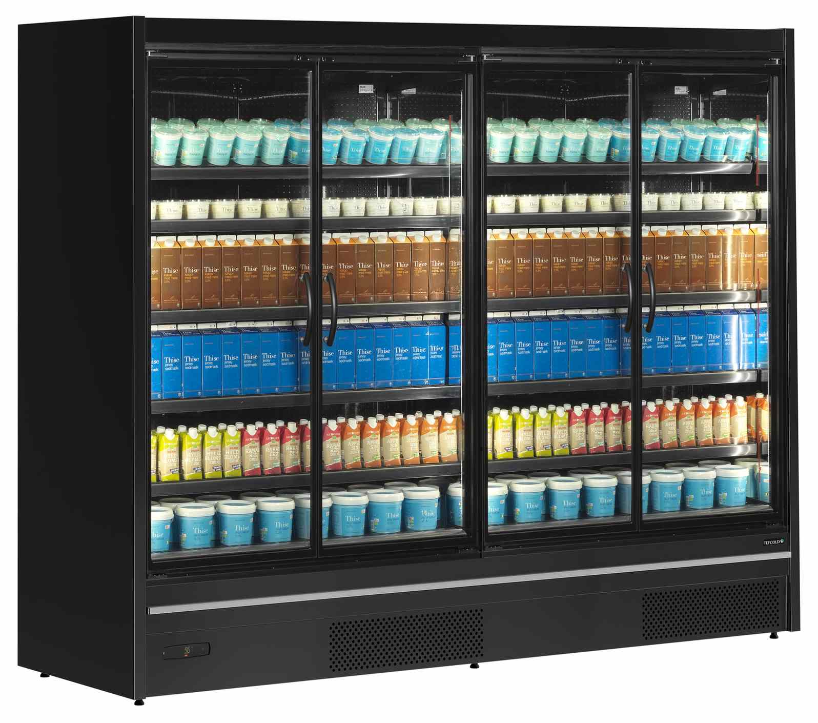 Vitrine réfrigérée professionnelle noire 4 portes vitrées positive - MDCA2500HB - Tefcold en cuisine professionnelle