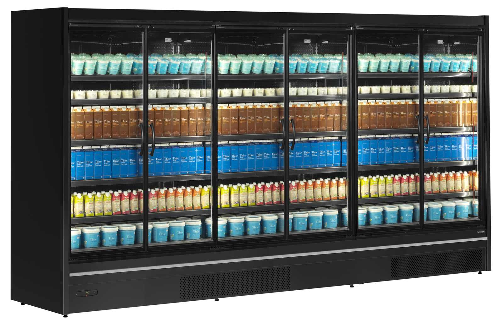 Vitrine réfrigérée professionnelle noire 6 portes vitrées positive - MDCA3750HB - Tefcold en cuisine professionnelle