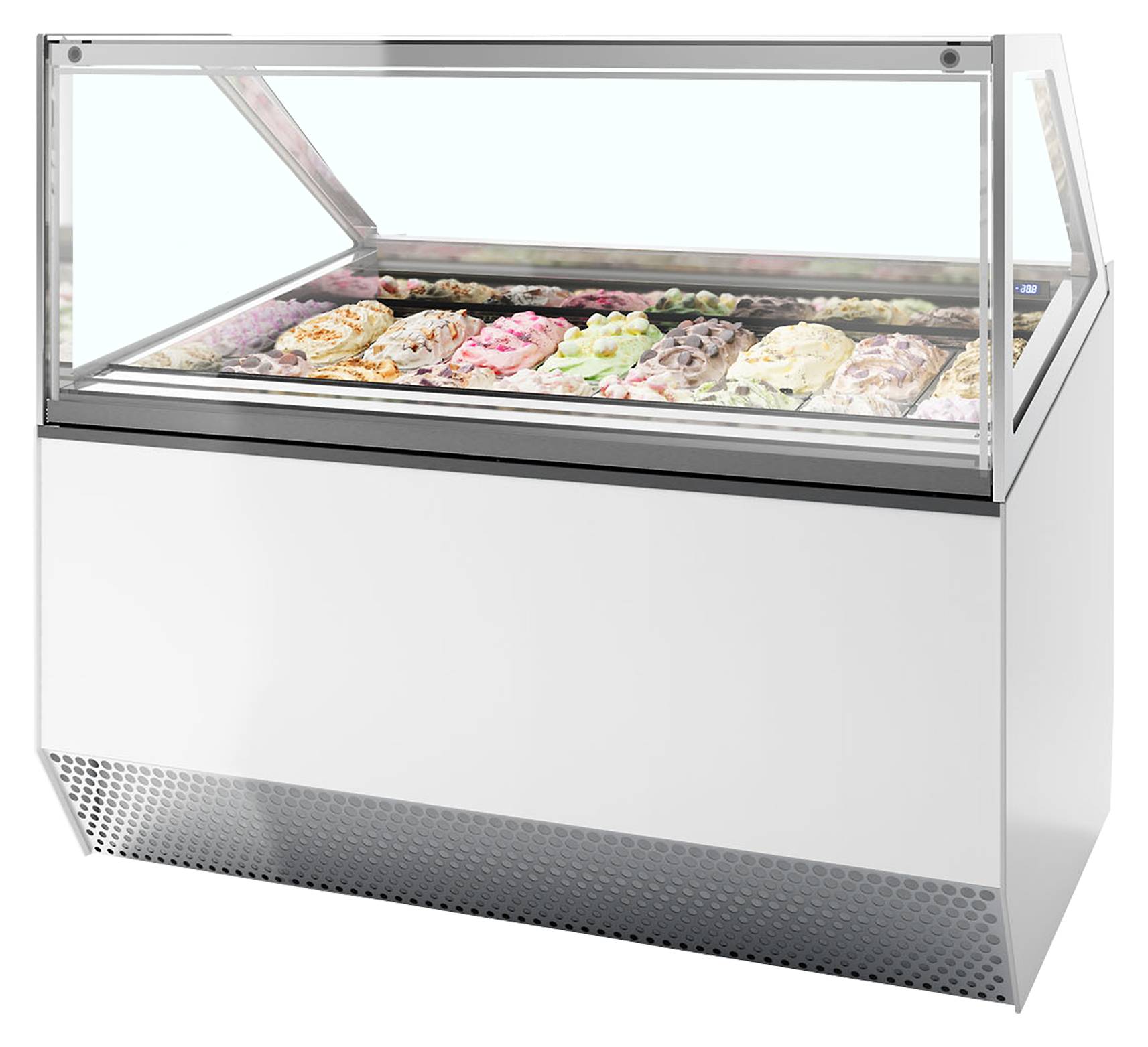 Vitrine professionnelle à froid ventilée pour 16 bacs de glace avec façade droite - MILLENNIUM ST16 - Tefcold