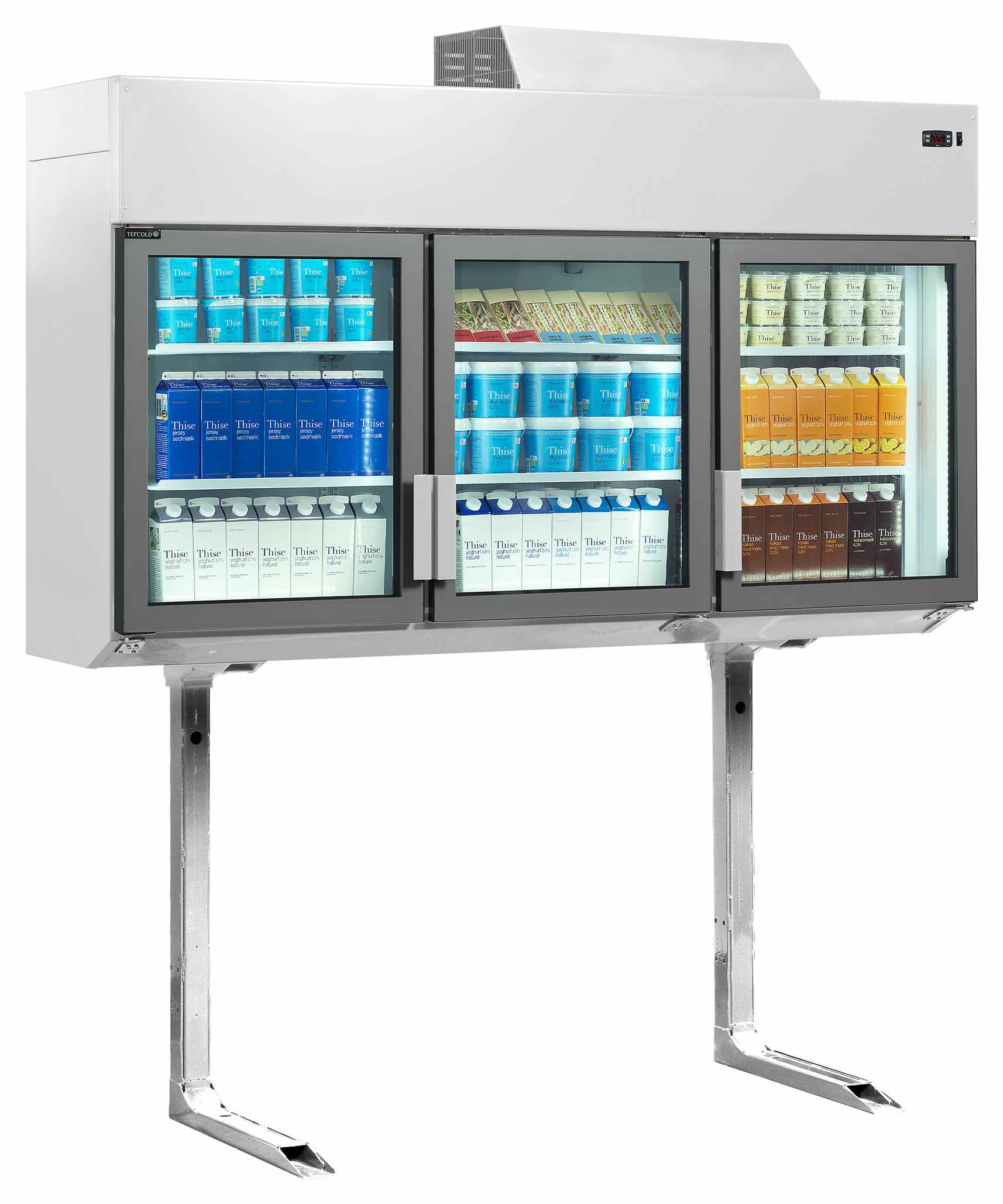 Congélateur-réfrigérateur mural professionnel Blanc 3 portes vitrées positive et négative - MTF185 VS - Tefcold en cuisine professionnelle