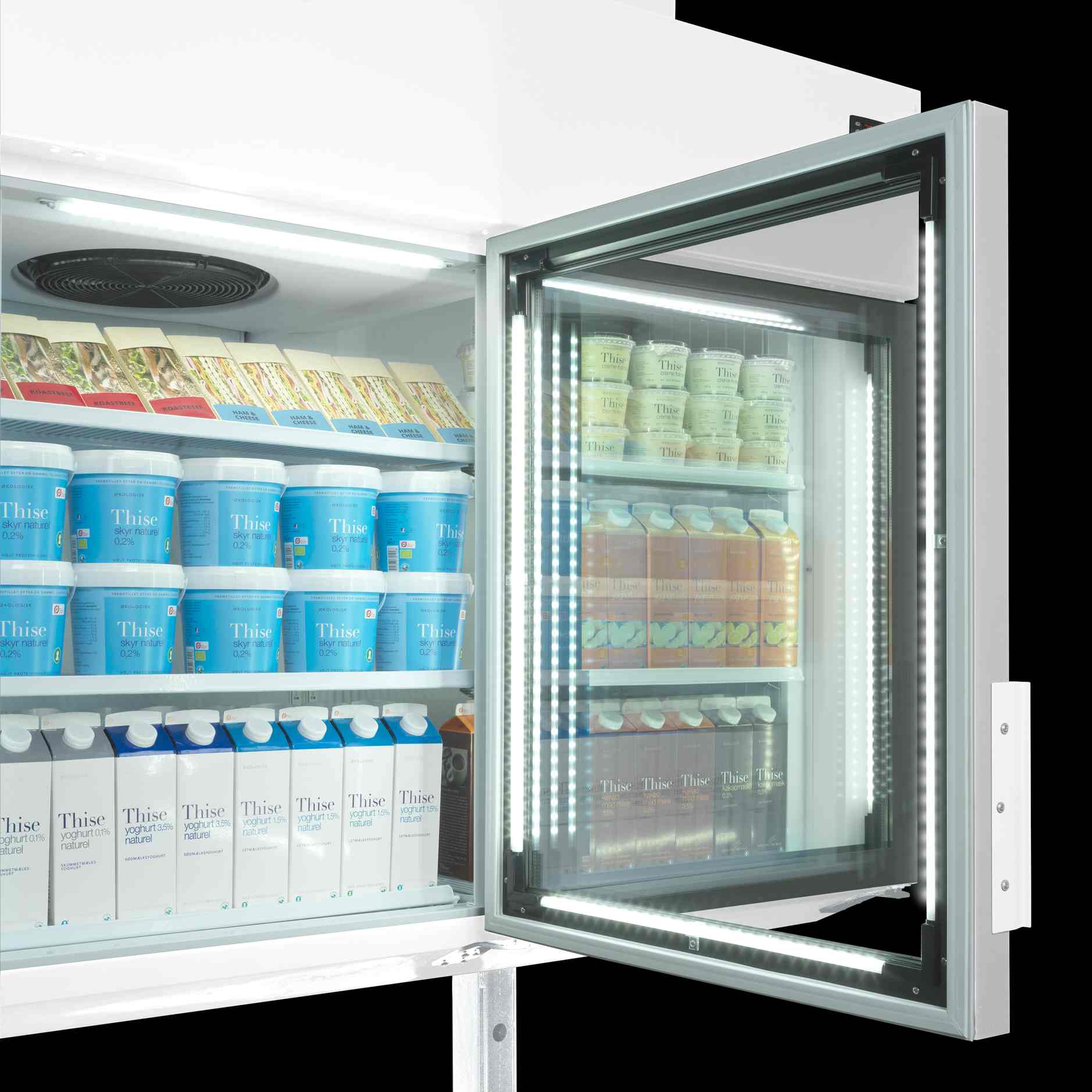 Congélateur-réfrigérateur mural professionnel Blanc 4 portes vitrées positive et négative - MTF250 - Tefcold en cuisine professionnelle