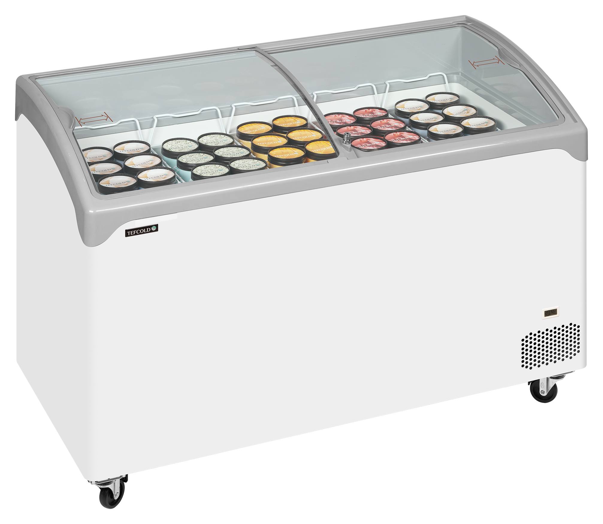 Congélateur coffre professionnel couvercles coulissants vitrés bombés 298 litres négatif - NIC402SCEB - Tefcold en cuisine professionnelle