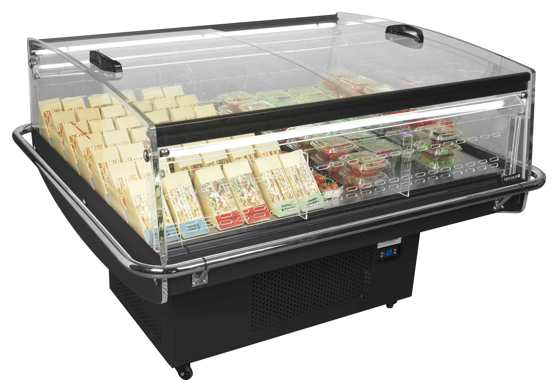 Vitrine réfrigérée professionnelle noire positive 190 L à couvercles vitrés - PDC126 VS SL LED - Tefcold en cuisine professionnelle