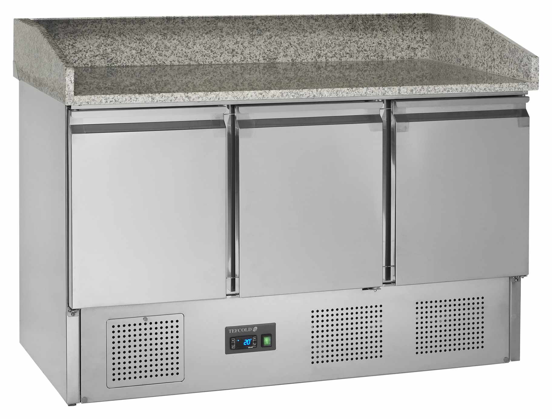 Comptoir gastronorm professionnel avec dessus en granite 3 portes pleines positif - PT1365 - Tefcold