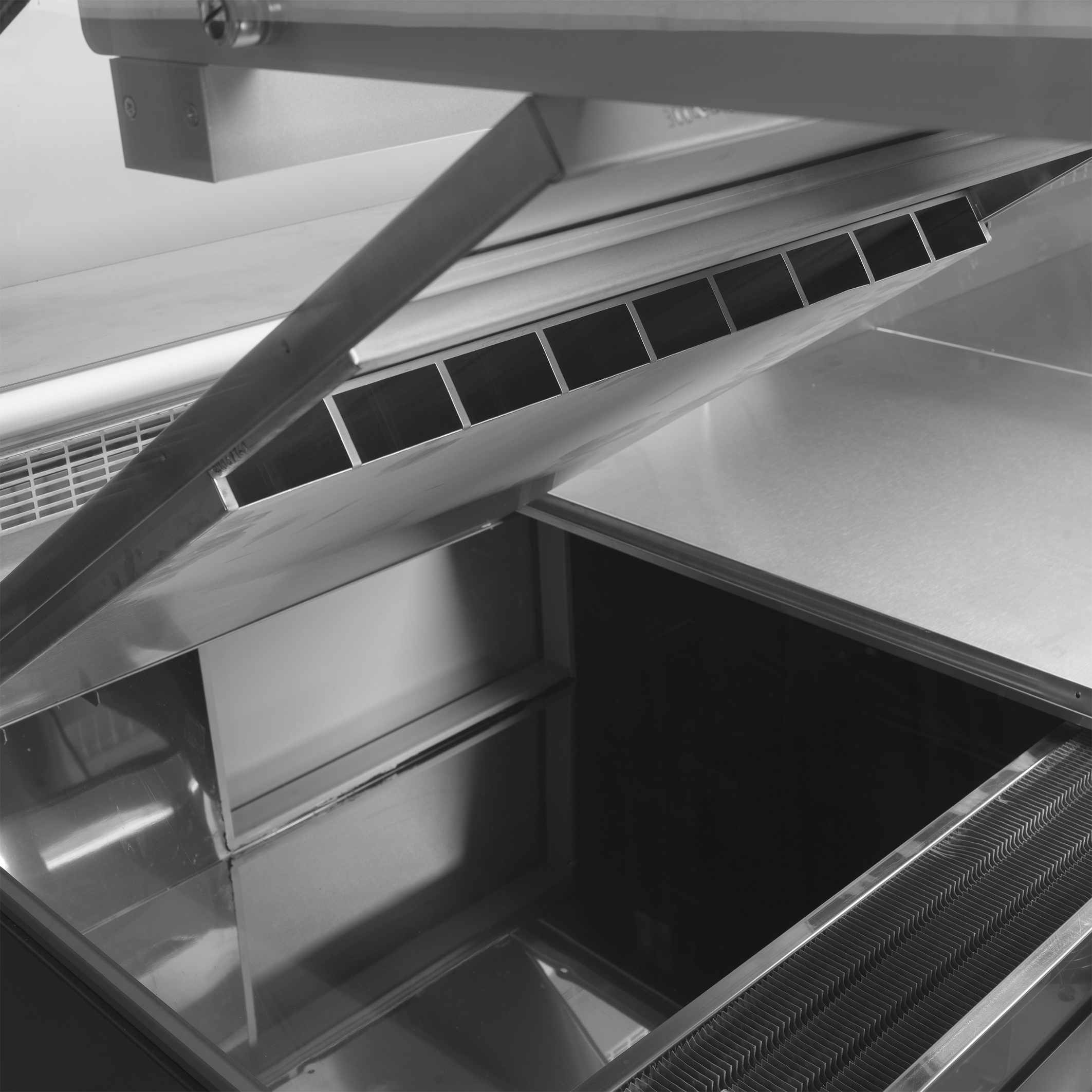 Vitrine de service professionnelle grise RAL7015 positive avec réserve 900 mm - SOCA25090A - Tefcold en cuisine professionnelle