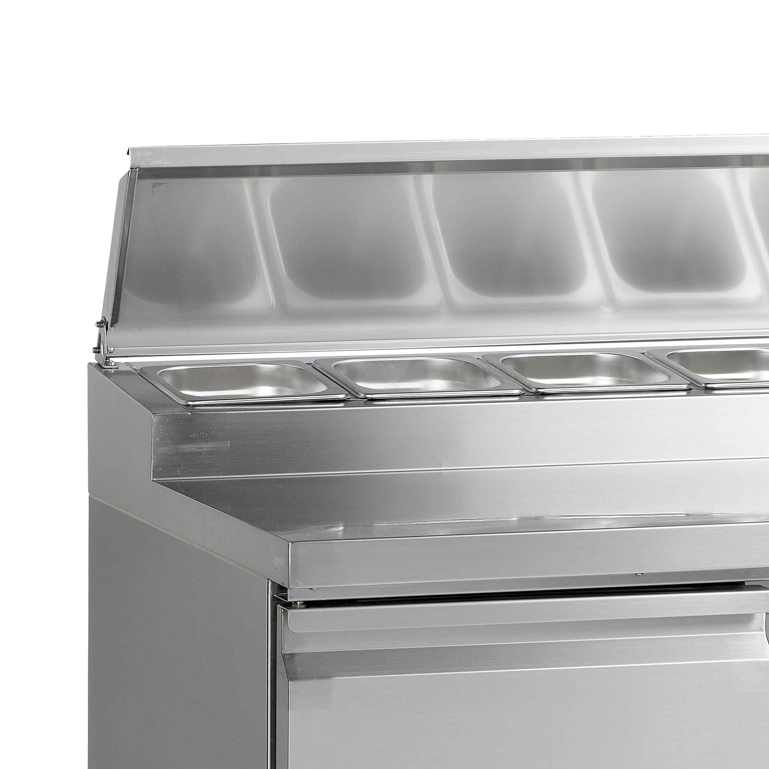 Comptoir professionnel 3 portes pleines avec cuve de refroidissement pour GN1/6 positif - SS1435 - Tefcold en cuisine professionnelle